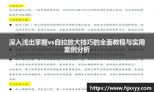 深入浅出掌握vs自拉放大技巧的全面教程与实用案例分析